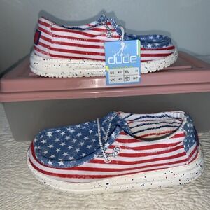 New! Hey Dude Wally Youth Patriotic Stars Stripes Slip On Shoes US Size K12 12